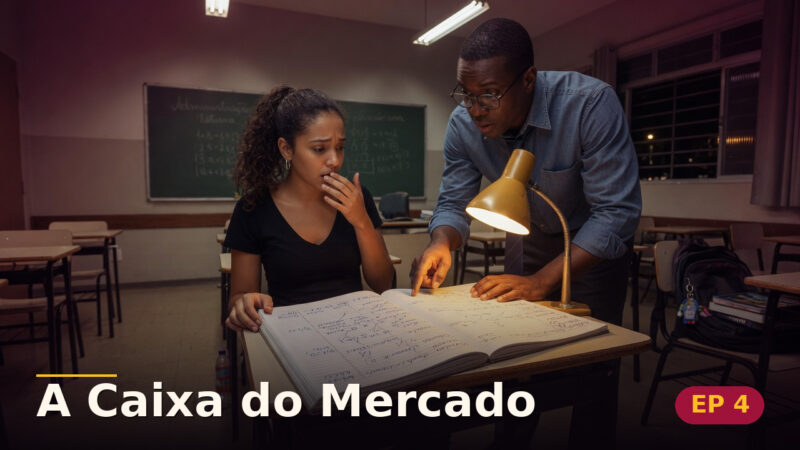 A Caixa do Mercado — Capítulo 4: O caderno vira prova — cena da novela