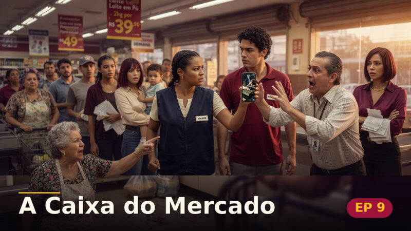 A Caixa do Mercado — Capítulo 9: A fila inteira viu — cena da novela