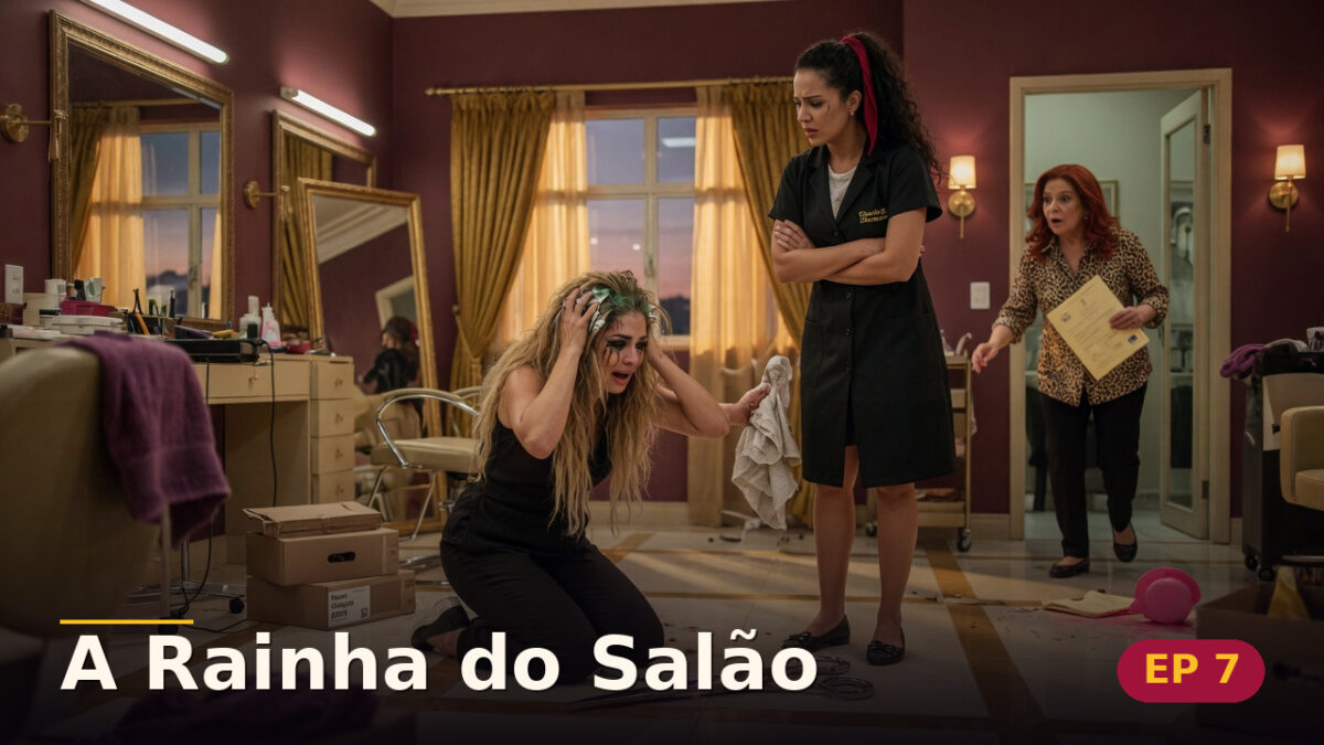 A Rainha do Salão — Capítulo 7: A cliente que implorou perdão — cena da novela
