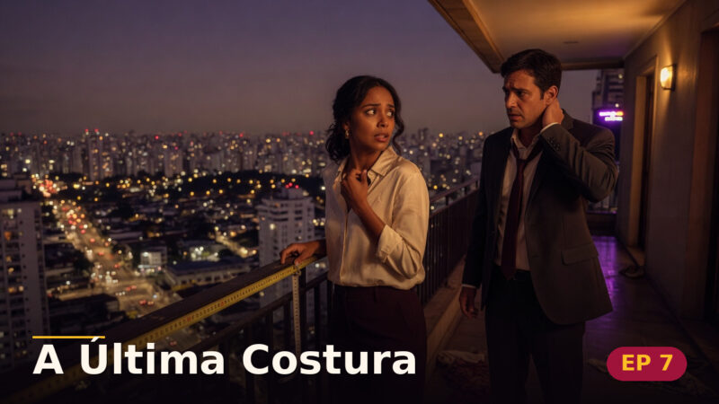 A Última Costura — Capítulo 7: O beijo sob as luzes — cena da novela