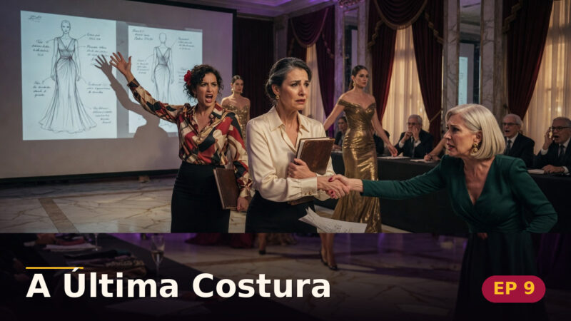 A Última Costura — Capítulo 9: O caderno na passarela — cena da novela