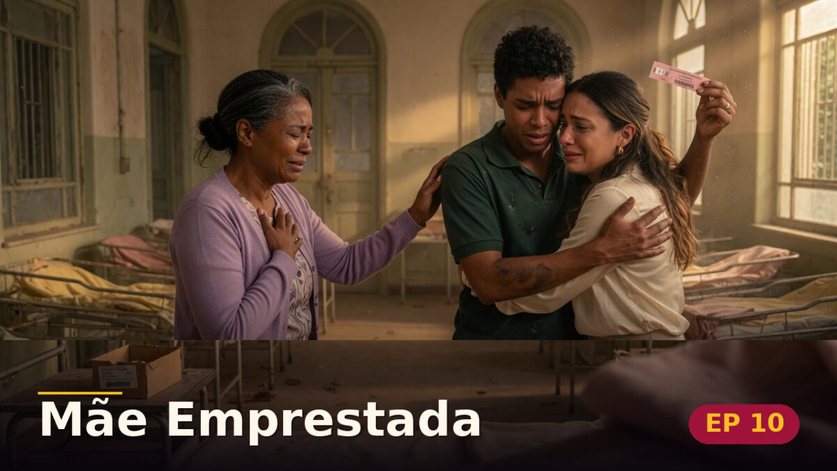 Mãe Emprestada — Capítulo 10: O nome apagado finalmente lido — cena da novela