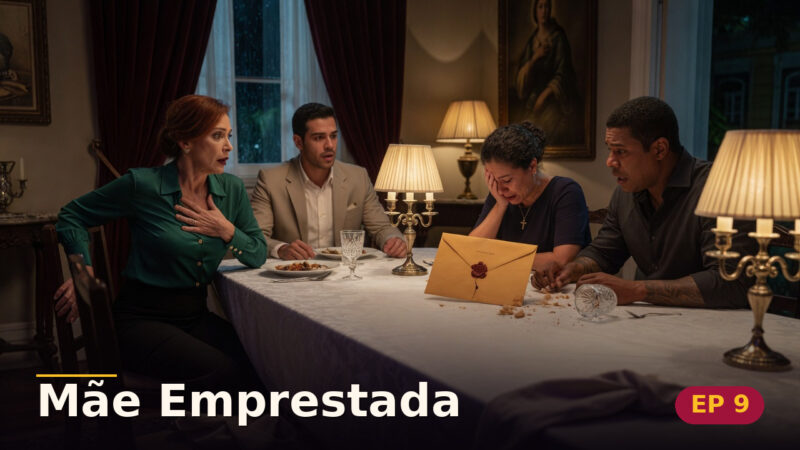 Mãe Emprestada — Capítulo 9: A confissao no jantar dos Vilar — cena da novela