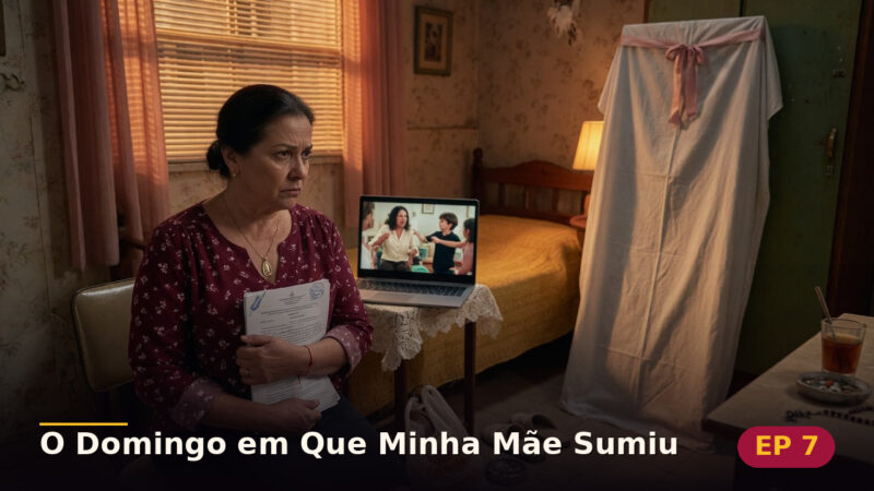 O Domingo em Que Minha Mãe Sumiu — Capítulo 7: A mãe está assistindo — cena da novela