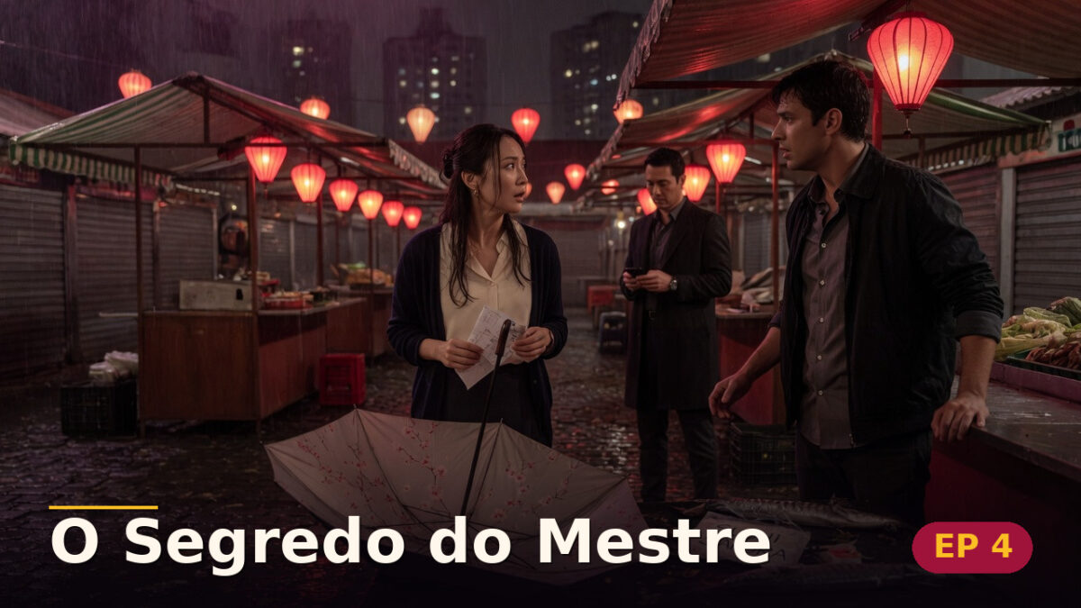 O Segredo do Mestre — Capítulo 4: O beijo atrás dos lampiões — cena da novela