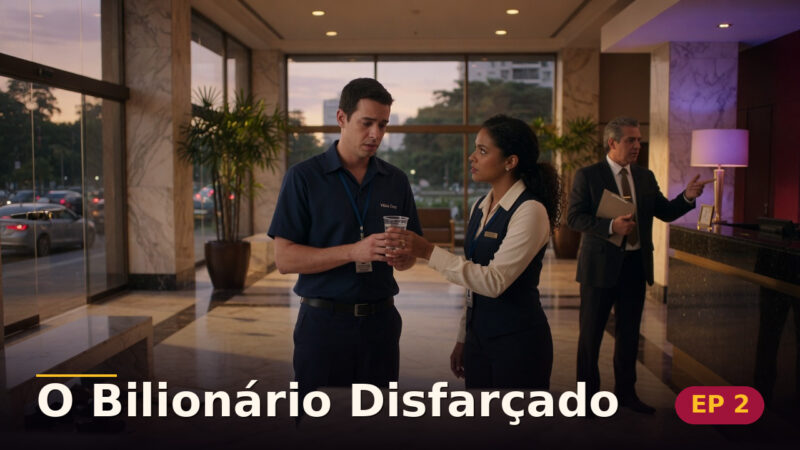 O Bilionário Disfarçado — Capítulo 2: A única que disse bom dia — cena da novela