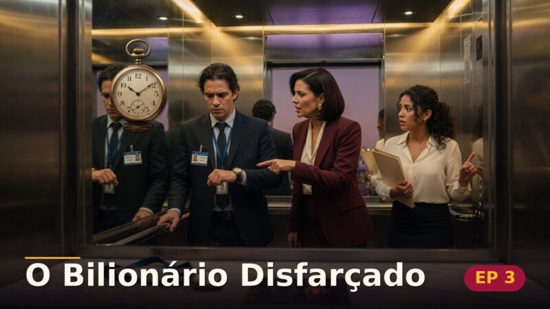 O Bilionário Disfarçado — Capítulo 3: Um relógio fora do lugar — cena da novela