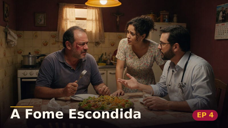 A Fome Escondida — Capítulo 4: Dois homens à mesma mesa — cena da novela