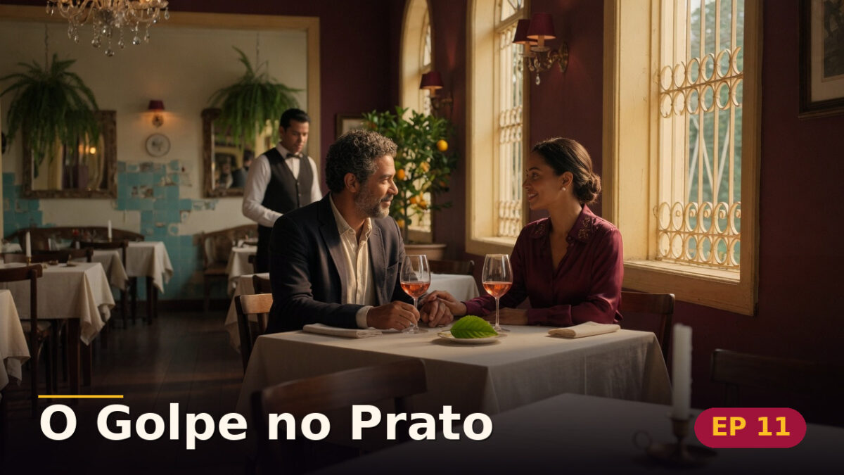 O Golpe no Prato — Capítulo 11: Uma mesa para dois — cena da novela